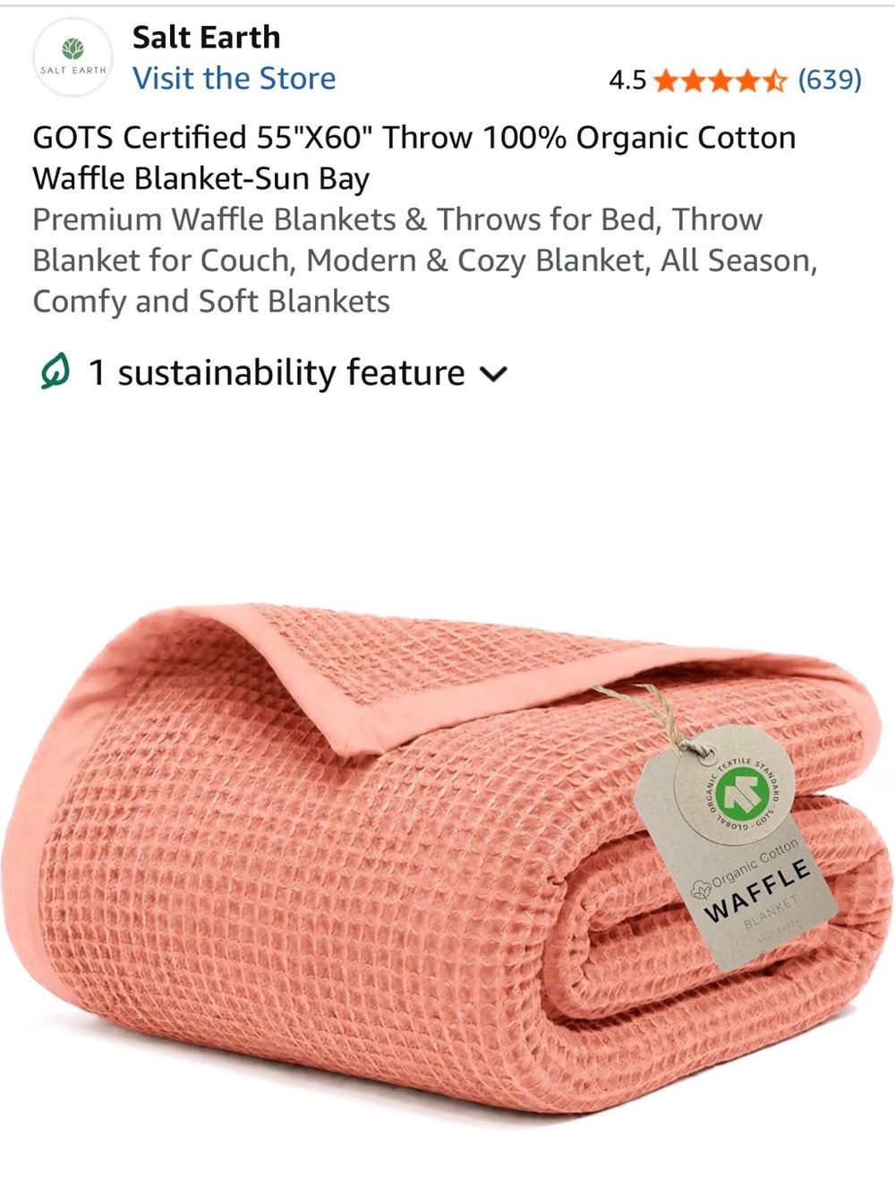Salt Earth cotton throw blanket - Picture 2 of 3